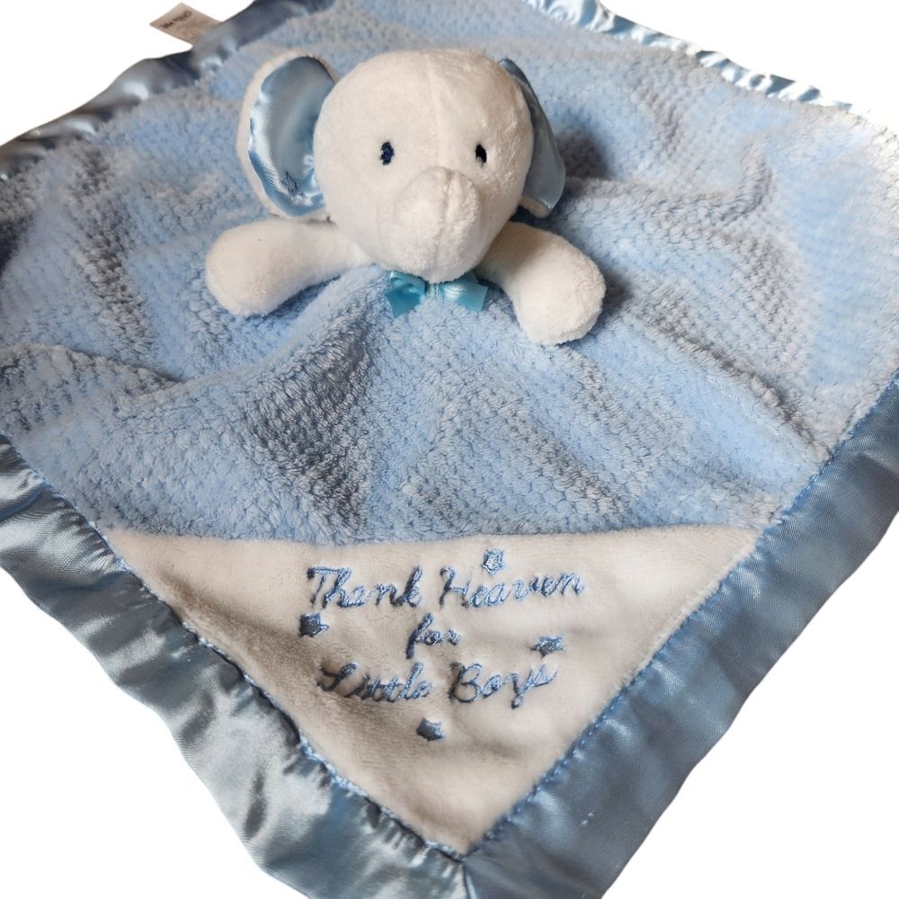Little Me "Thank Heaven for Little Boys" Elephant Lovey Security Blanket Rattle